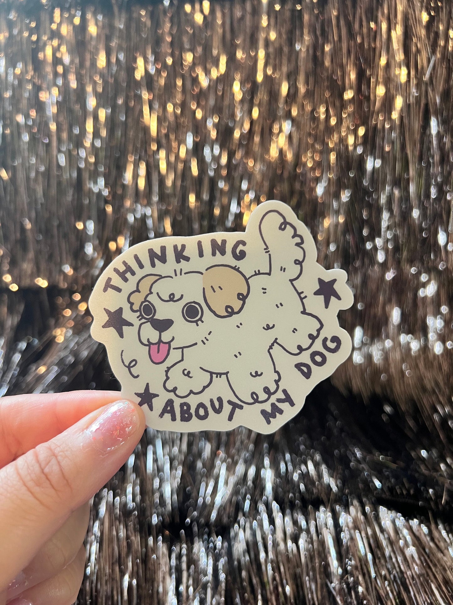 Thinking About My Dog Sticker