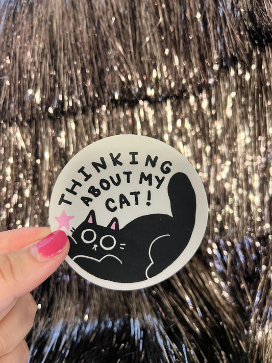 Thinking About My Cat Sticker