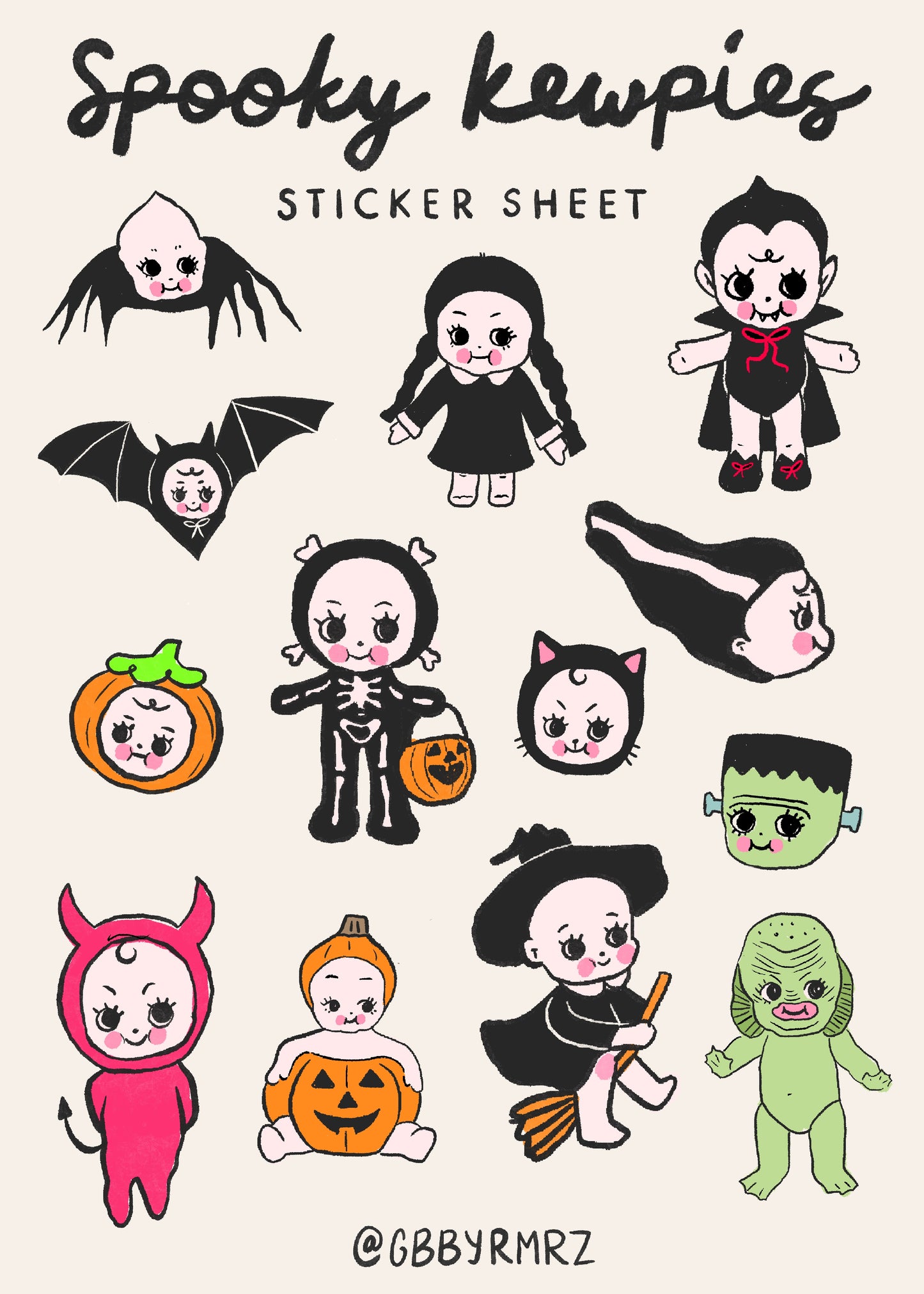 Spooky Kewpies Sticker Sheet