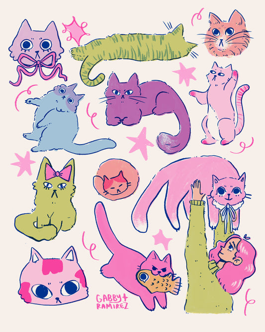 Cat Risograph Print
